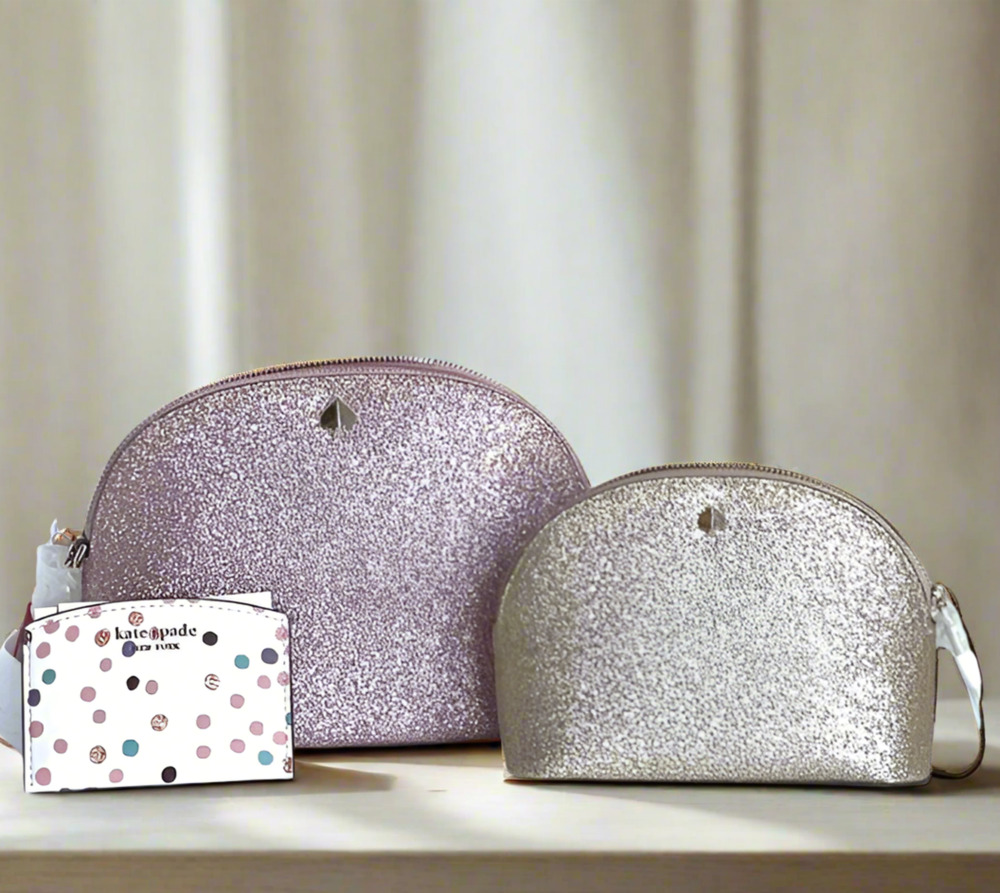 Kate Spade Rose Gold Glitter Crossbody 3-Piece Set
